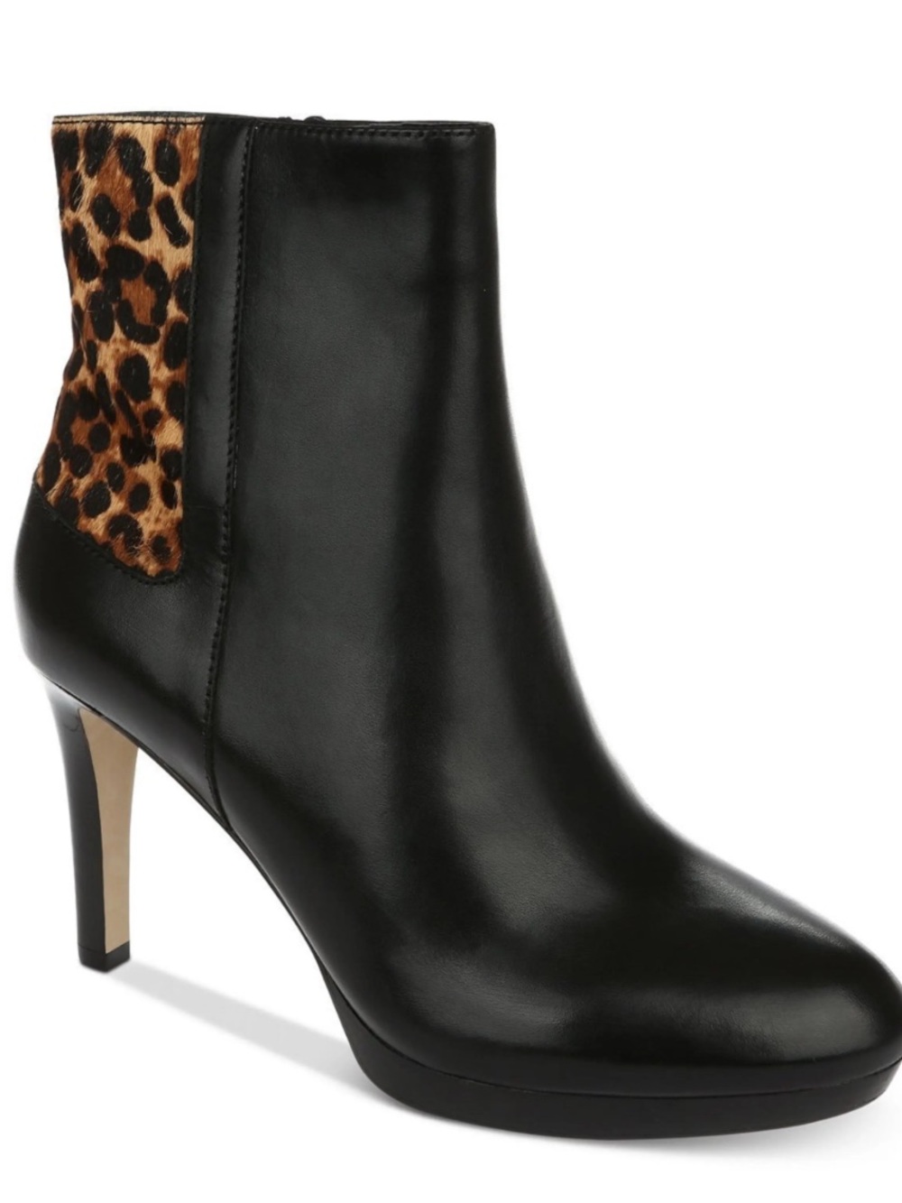 Tahari Nordstrom black cheetah print shiny high heel booties Serena size 8